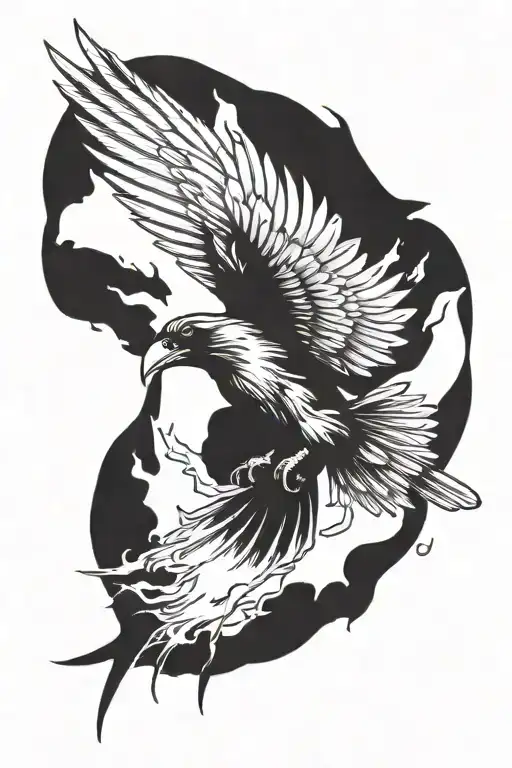 A Gothic Raven Flying And Holding A Knife
