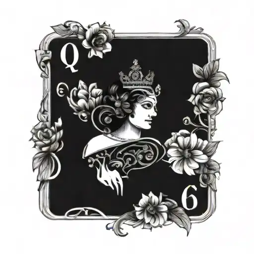 Queen Of Spades Flowers Surrounding