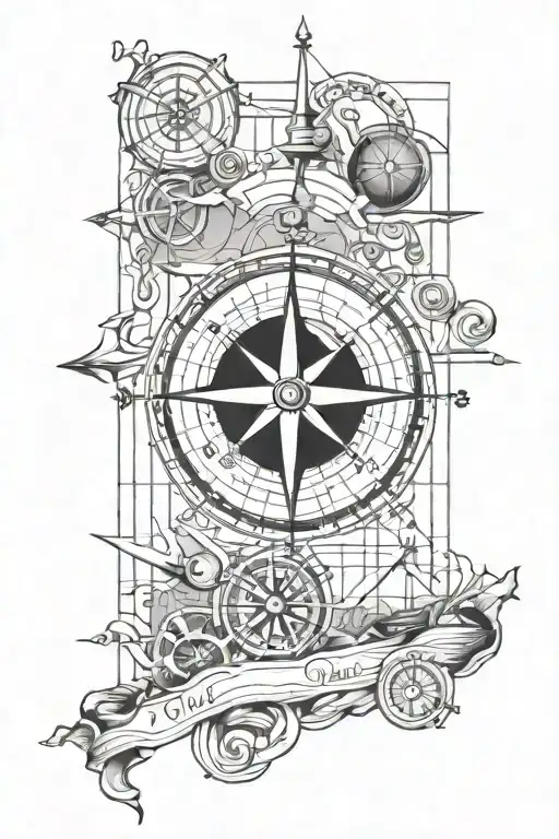Nautical Chart With Compass Design