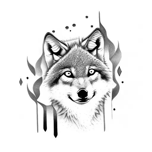 Baby Wolf Drink In Water