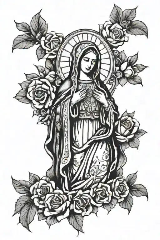 Virgin Mary Wearing Mexico Flag