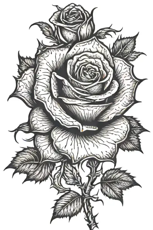 Creepy Black Rose With Thorny Stem