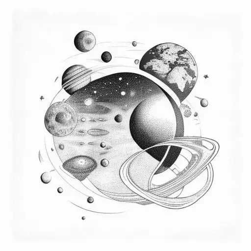 African Queen Floating In Space Surrounded By Planets