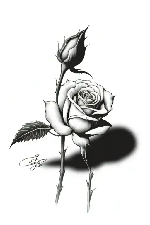 One Rose Growing With A Long Stem