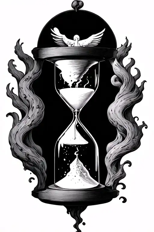 Hourglass With Heaven In It At The Top Flowing Down To Hell At The Bottom