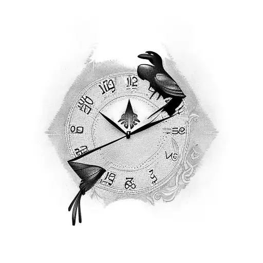 Crow With Time Clock