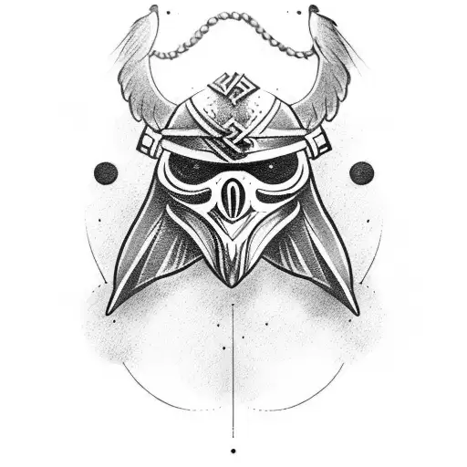 Crow With Time Viking Style