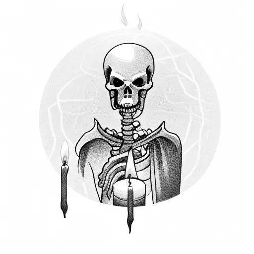 Grim Reaper Holding Candle Burning From Both Ends