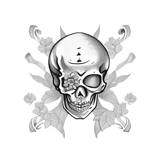 Skeleton Holding A Pot With Flower