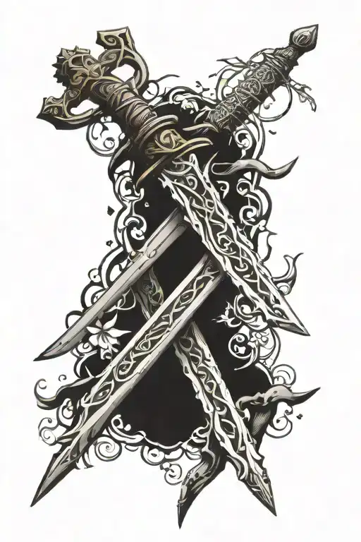 Medieval Sword Wrapped In Thorns