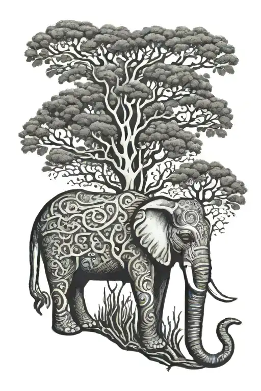 Elephant Head Blended Into Family Tree