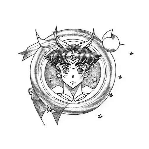 Sailor Moon Theme Simple Tramp Stamp With Upside-down Black Crescent Moon In The Center