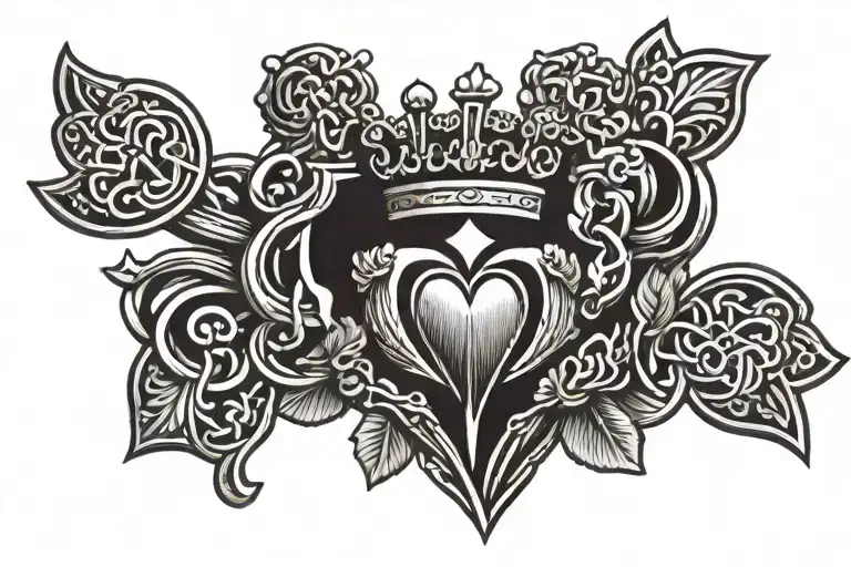 Irish Claddagh Symbol With Crown Shamrock And Celtic Cross