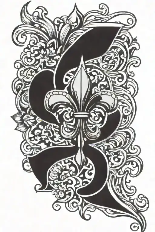 Fleur De Lis Symbol With State Of Florida Symbol Intertwined