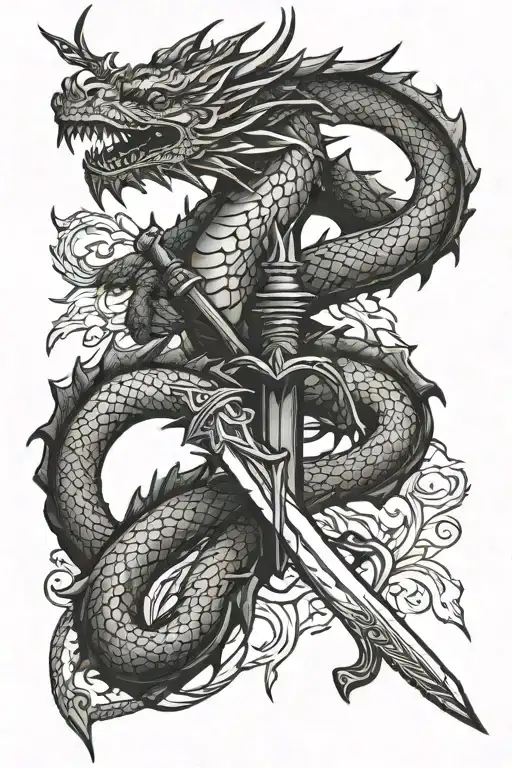 Dragon And Sword Intertwined