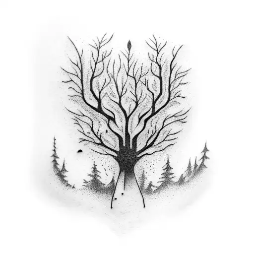 Forearm Tattoo With A Dark Forest