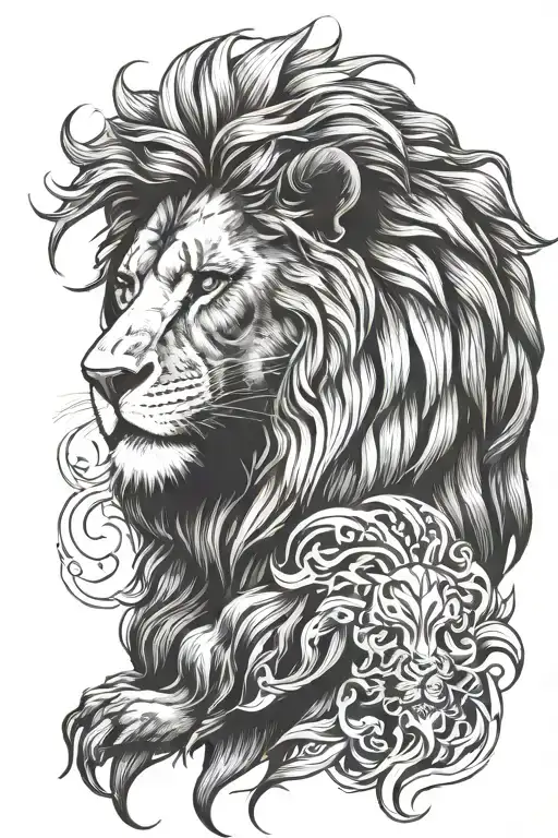 Muscular Arm Grabbing Lion Head