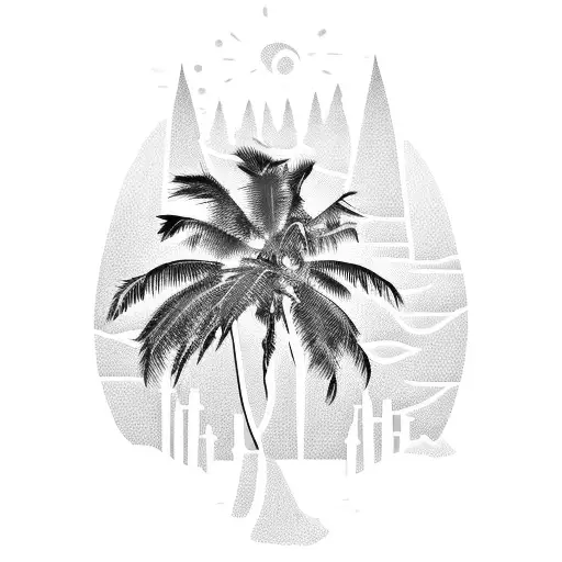 California State Outline With A Palm Tree Silhouette Inside