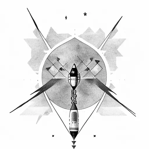 Binary Code Forming A Rocket Launching Into Space