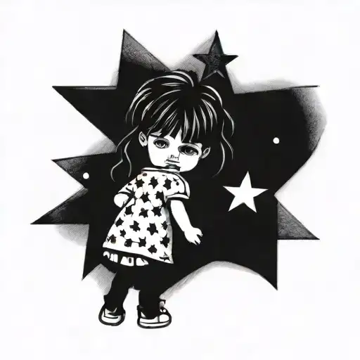 Little Girl Holding Up Star