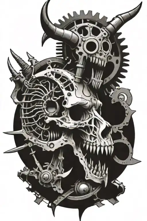 Slipknot Goat Skull With Crankshaft Transforming Into A Mechanical