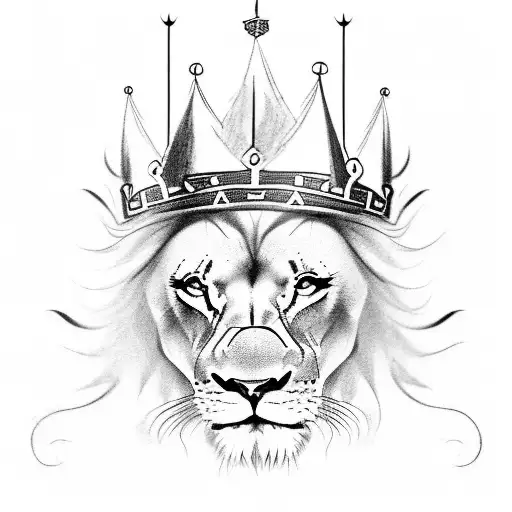 Scary Lion With Scars On His Face And A Crown On Its Head