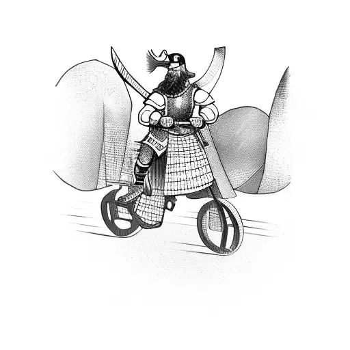 Viking Warrior Riding A Bicycle
