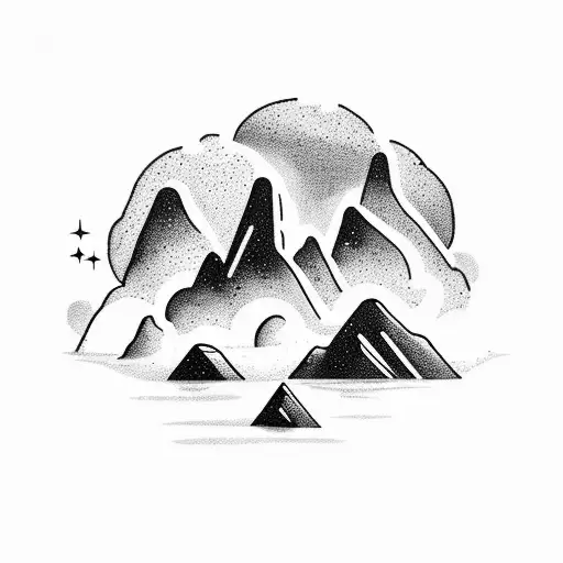 A Serene Night Sky With A Shooting Star Streaking Over A Mountain Landscape