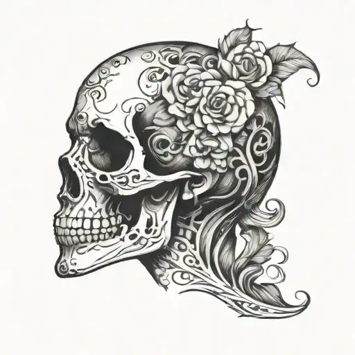 Female Skull With Shaved Side View