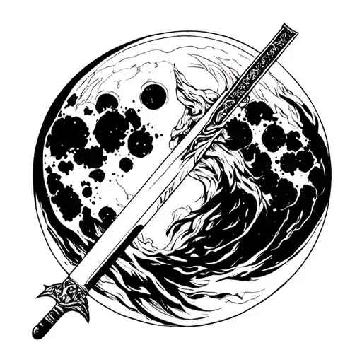 Moon With Japanese Saber