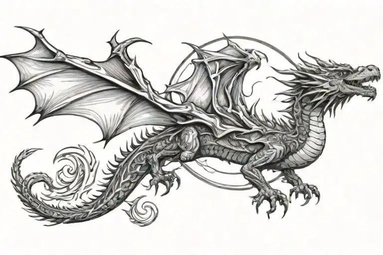 Dragon Flying Towards The Sun