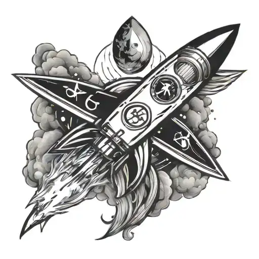 Rocket Ship And Virgo Sign And Capricorn Symbol