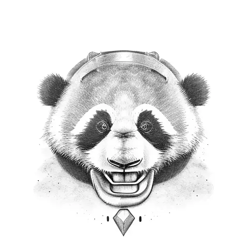 Angry Panda Head And Hand Get Out Of A Chest