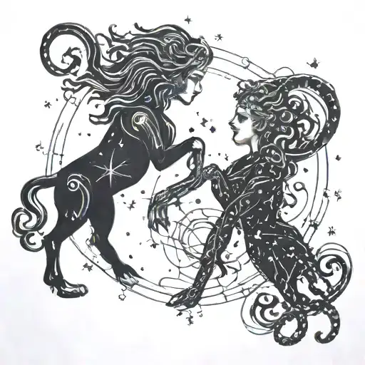 Aquarius And Aries Constellation Intertwined
