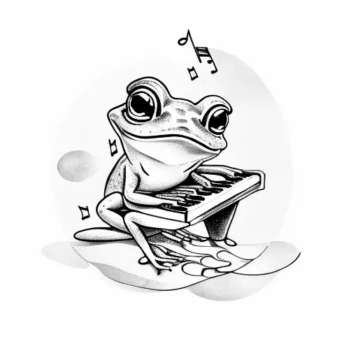 A Frog Playing The Piano With Musical Notes Floating Around