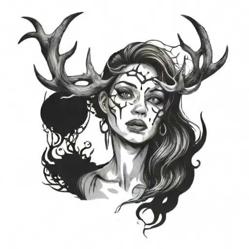 Woman With Antlers White Eyes Like Fire I'm