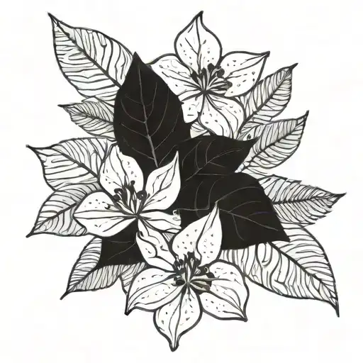 Flower Large Black Leaves