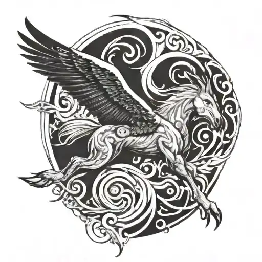 Rabbit And Horse Swirl Eagle Soaring