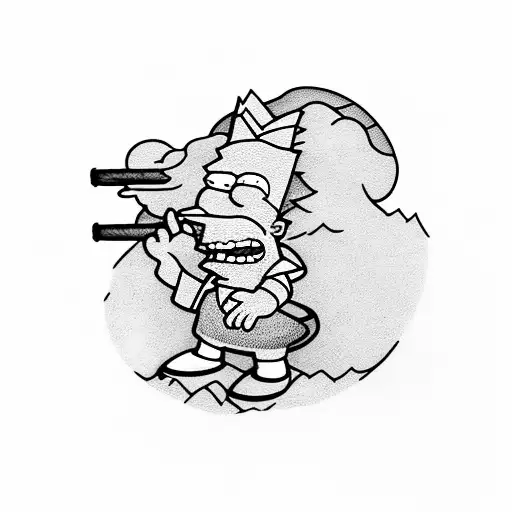 Bart Simpson Skateboarding Through A Cloud Of Smoke