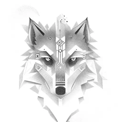 A Neotraditional Tattoo Of A Lone Wolf And A Raven