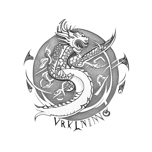 Viking Dragon And Tree Of Life