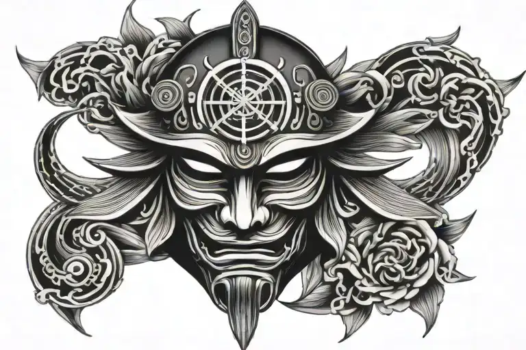 Samurai Mask With Wind Rose