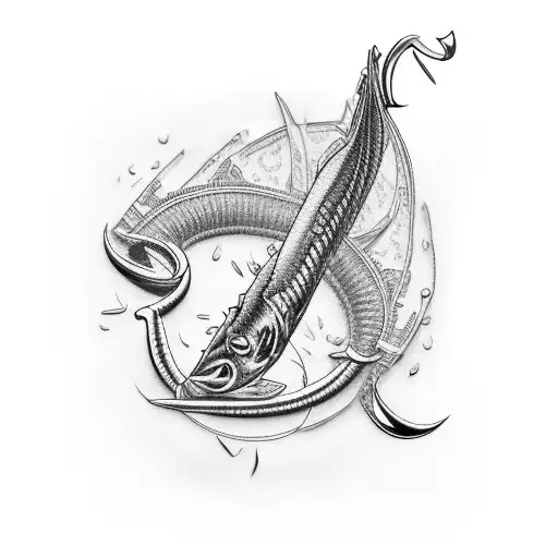 One Hundred Dollars Bill On A Fishing Hook