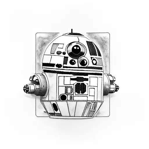 A Tattoo Of A Star Wars Droid Playing Poker With Studio Ghibli Characters As The Other Players