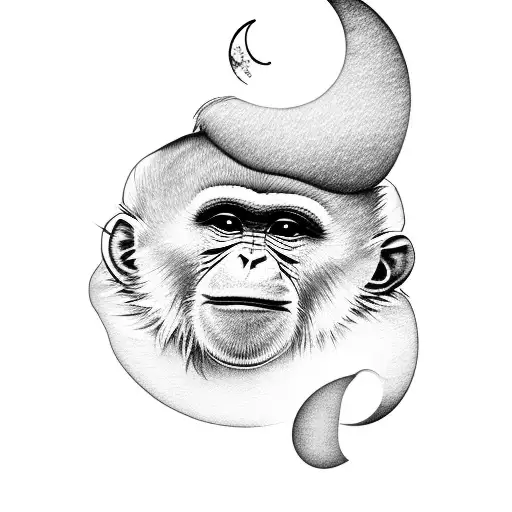 Cute Monkey And Moon