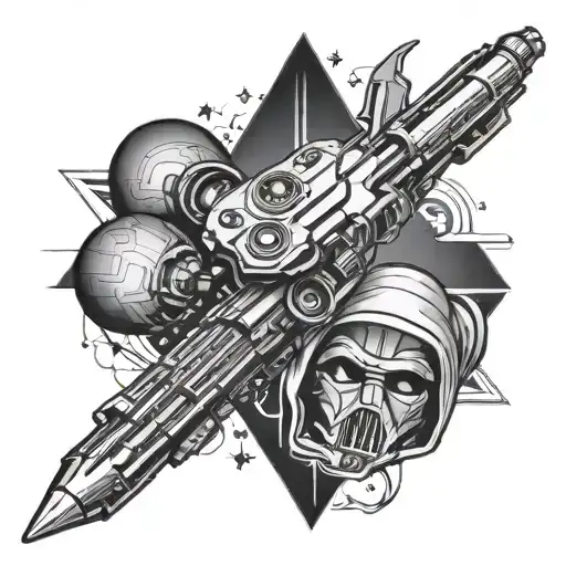 A Mashup Tattoo Of A Lightsaber From Star Wars And A Phaser From Star Trek