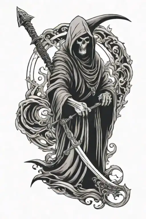 Grim Reaper Holding A Scythe