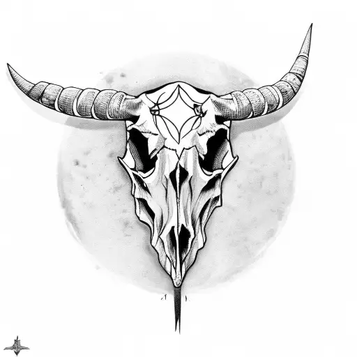 Bull Skull With Rose Behind Eye