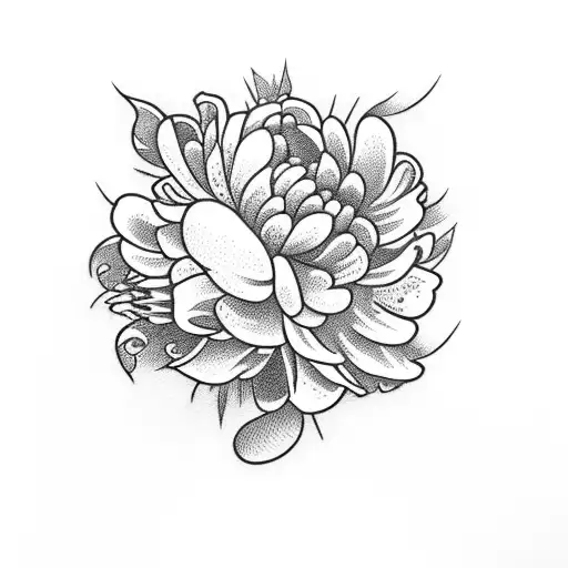 Broken Skull With Chrysanthemums