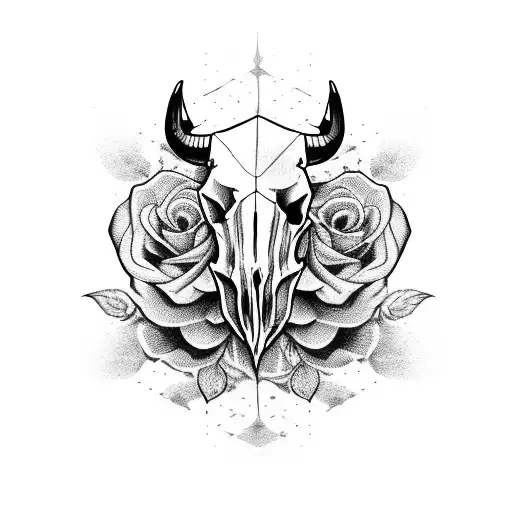 Bull Skull With Rose